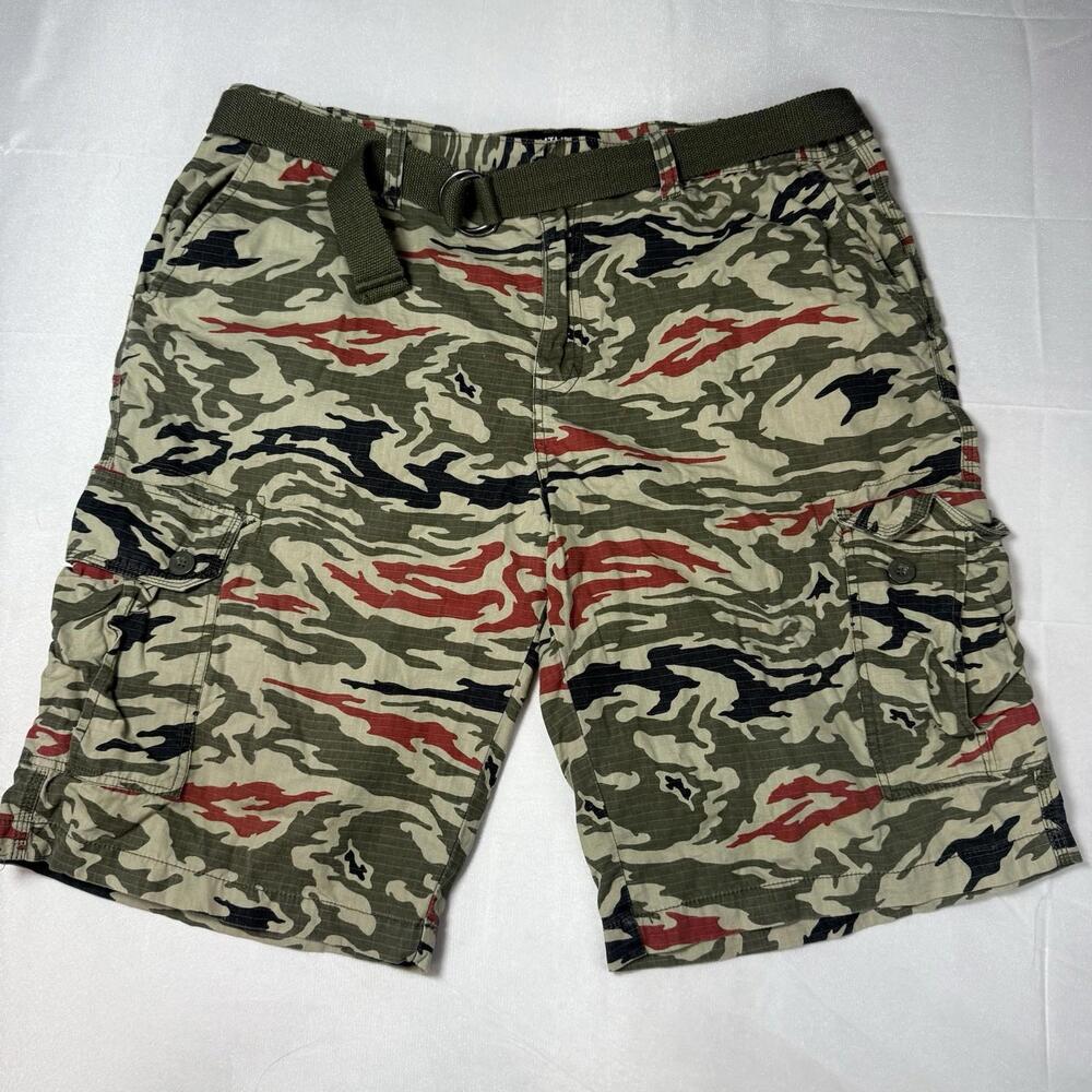 Southpole Men’s 42 Camo Cargo Shorts Ripstop Belt Pockets Street Wear
